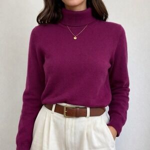 Cashmere By Charter Club Turtleneck Sweater Women XL Magenta Purple Soft Knit